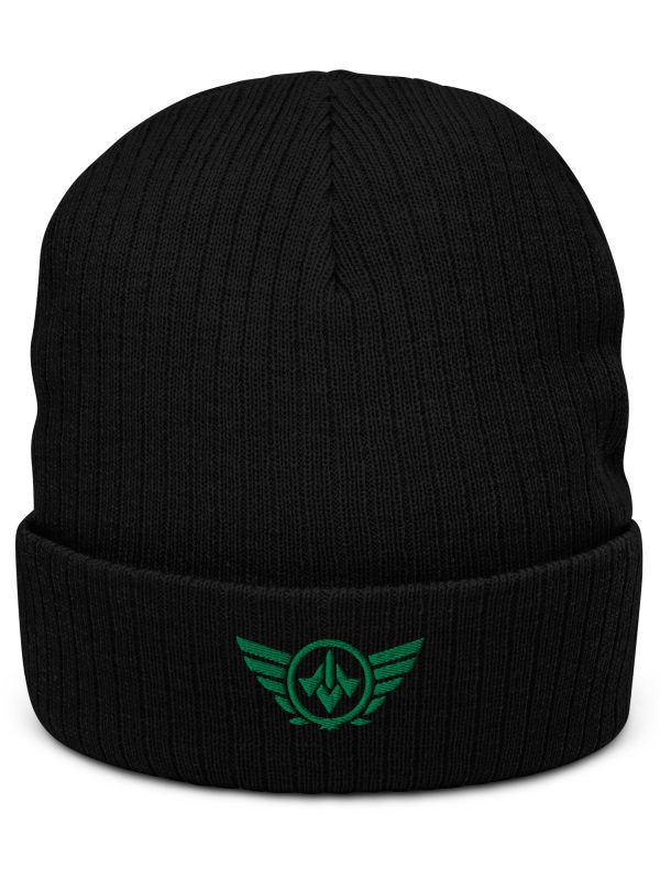 ribbed-knit-beanie-black-front-68b8e82f3be9b.jpg Kelly Green Embroidered Logo Beanie | Ribbed