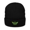 Kiwi Green Embroidered Logo Beanie | Ribbed