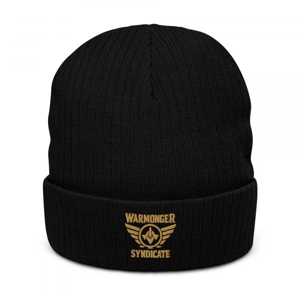Old Gold Embroidered Brand Logo Beanie | Ribbed