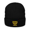 Gold Embroidered Brand Logo Beanie | Ribbed