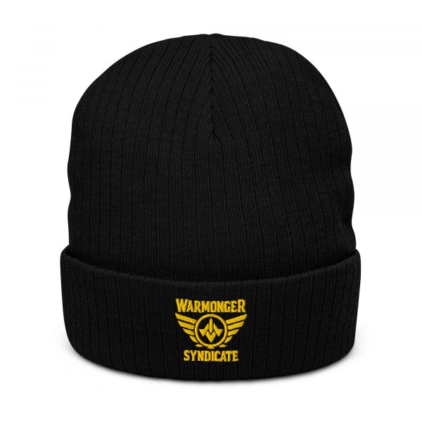 Gold Embroidered Brand Logo Beanie | Ribbed