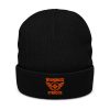 Orange Embroidered Brand Logo Beanie | Ribbed