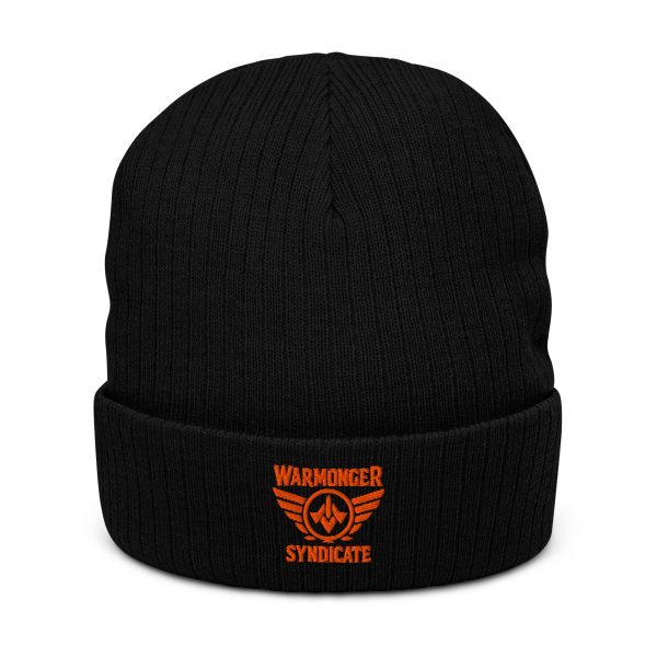 Orange Embroidered Brand Logo Beanie | Ribbed