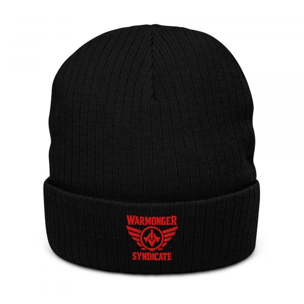 Red Embroidered Brand Logo Beanie | Ribbed