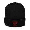 Maroon Embroidered Brand Logo Beanie | Ribbed