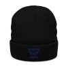 Navy Embroidered Brand Logo Beanie | Ribbed