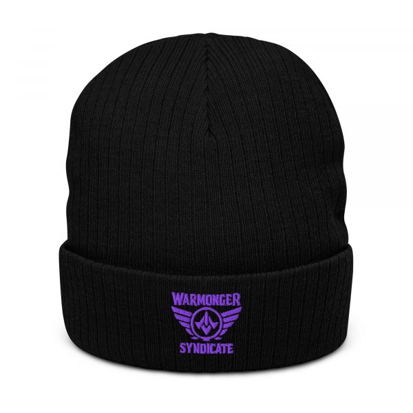 Purple Embroidered Brand Logo Beanie | Ribbed