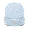 White Embroidered Logo Beanie | Ribbed