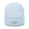 Grey Embroidered Logo Beanie | Ribbed