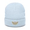 Old Gold Embroidered Logo Beanie | Ribbed