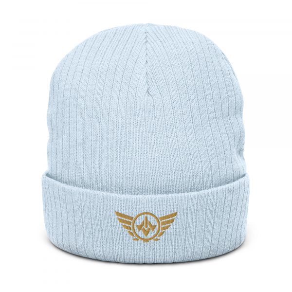 Old Gold Embroidered Logo Beanie | Ribbed