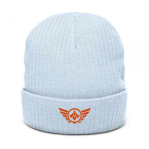Orange Embroidered Logo Beanie | Ribbed