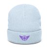Purple Embroidered Logo Beanie | Ribbed