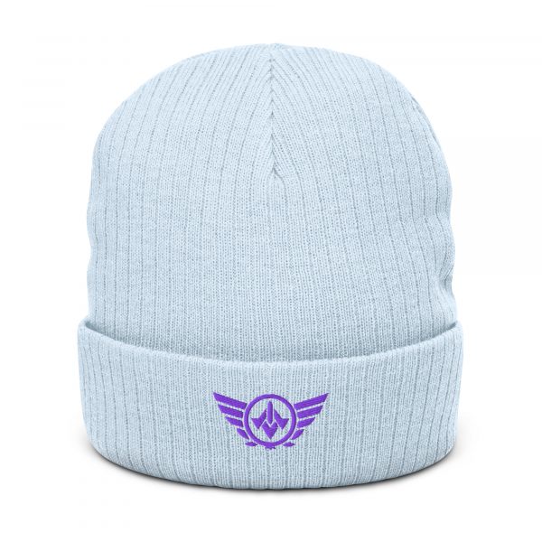 Purple Embroidered Logo Beanie | Ribbed