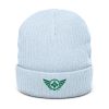 Kelly Green Embroidered Logo Beanie | Ribbed