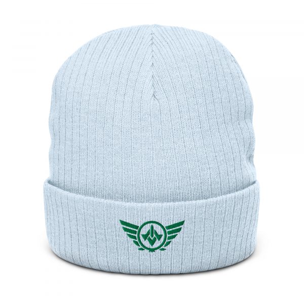 Kelly Green Embroidered Logo Beanie | Ribbed