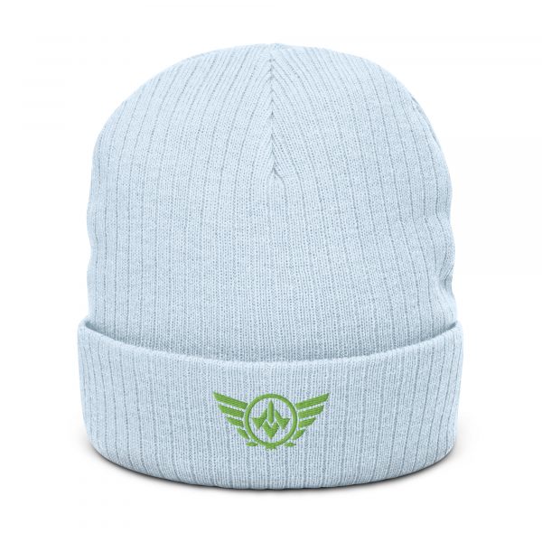 Kiwi Green Embroidered Logo Beanie | Ribbed