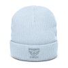 Grey Embroidered Brand Logo Beanie | Ribbed