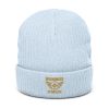 Old Gold Embroidered Brand Logo Beanie | Ribbed