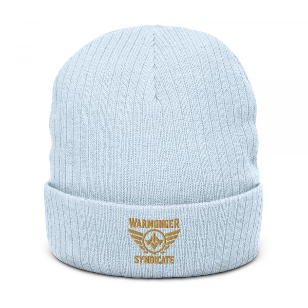 Old Gold Embroidered Brand Logo Beanie | Ribbed