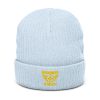 Gold Embroidered Brand Logo Beanie | Ribbed