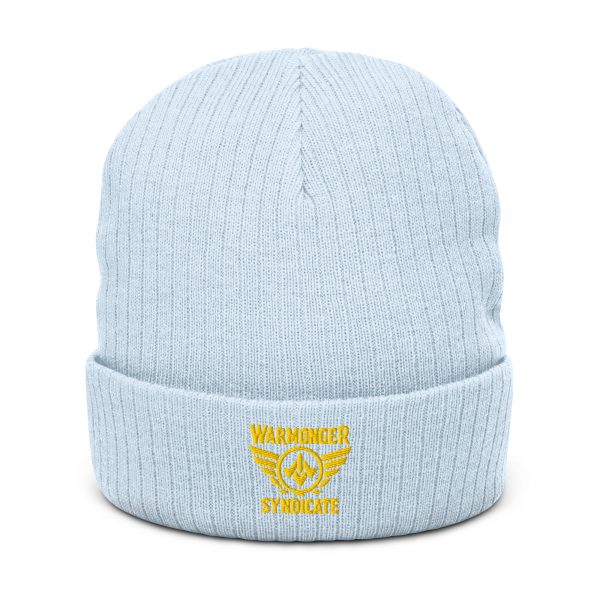 Gold Embroidered Brand Logo Beanie | Ribbed