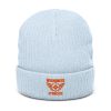 Orange Embroidered Brand Logo Beanie | Ribbed