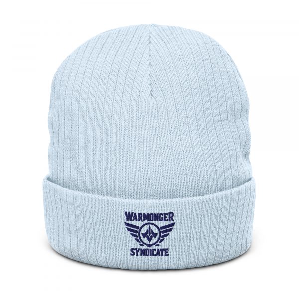 Navy Embroidered Brand Logo Beanie | Ribbed