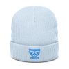 Aqua Embroidered Brand Logo Beanie | Ribbed
