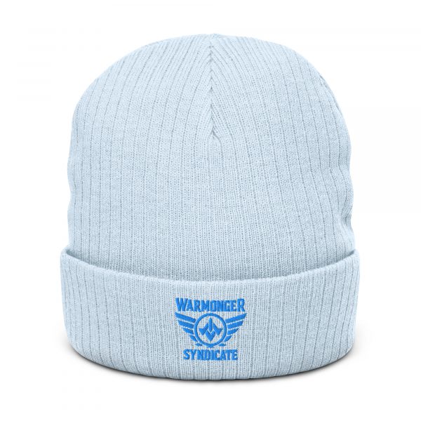 Aqua Embroidered Brand Logo Beanie | Ribbed