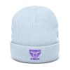 Purple Embroidered Brand Logo Beanie | Ribbed