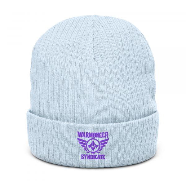 Purple Embroidered Brand Logo Beanie | Ribbed