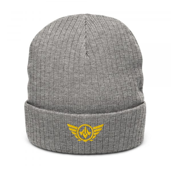 Gold Embroidered Logo Beanie | Ribbed