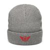 Red Embroidered Logo Beanie | Ribbed