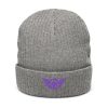 Purple Embroidered Logo Beanie | Ribbed