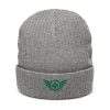 Kelly Green Embroidered Logo Beanie | Ribbed
