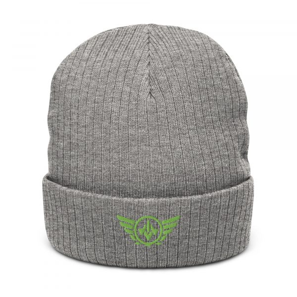 Kiwi Green Embroidered Logo Beanie | Ribbed