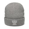 White Embroidered Brand Logo Beanie | Ribbed