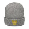 Gold Embroidered Brand Logo Beanie | Ribbed