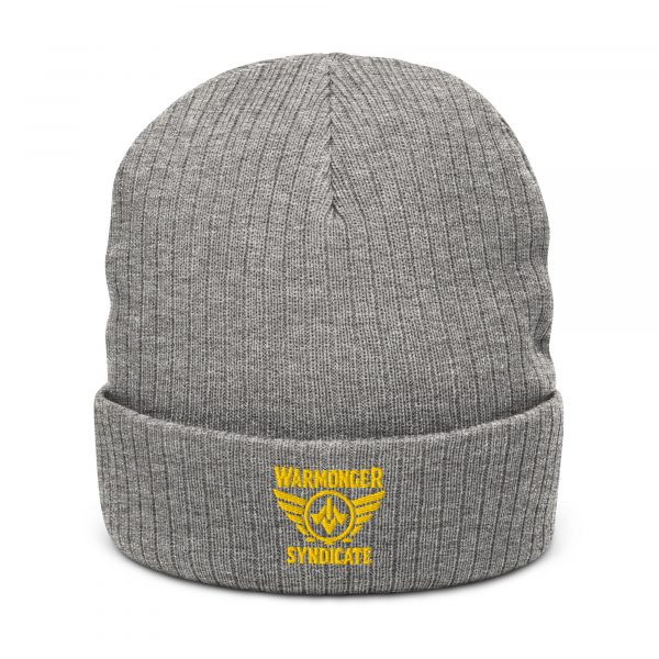 Gold Embroidered Brand Logo Beanie | Ribbed