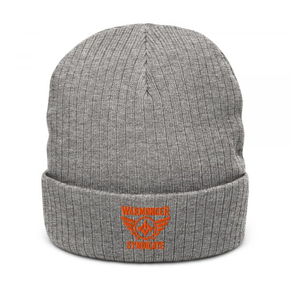 Orange Embroidered Brand Logo Beanie | Ribbed