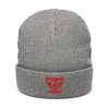 Red Embroidered Brand Logo Beanie | Ribbed