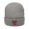 Maroon Embroidered Brand Logo Beanie | Ribbed