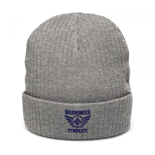 Navy Embroidered Brand Logo Beanie | Ribbed