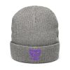 Purple Embroidered Brand Logo Beanie | Ribbed