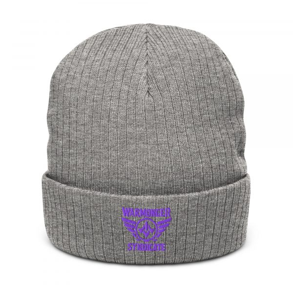 Purple Embroidered Brand Logo Beanie | Ribbed