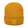 Gold Embroidered Brand Logo Beanie | Ribbed