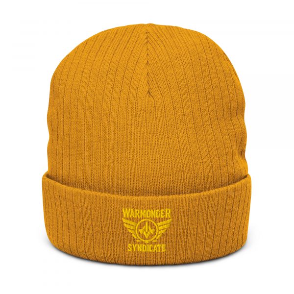 Gold Embroidered Brand Logo Beanie | Ribbed