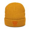 Orange Embroidered Brand Logo Beanie | Ribbed