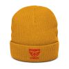 Red Embroidered Brand Logo Beanie | Ribbed